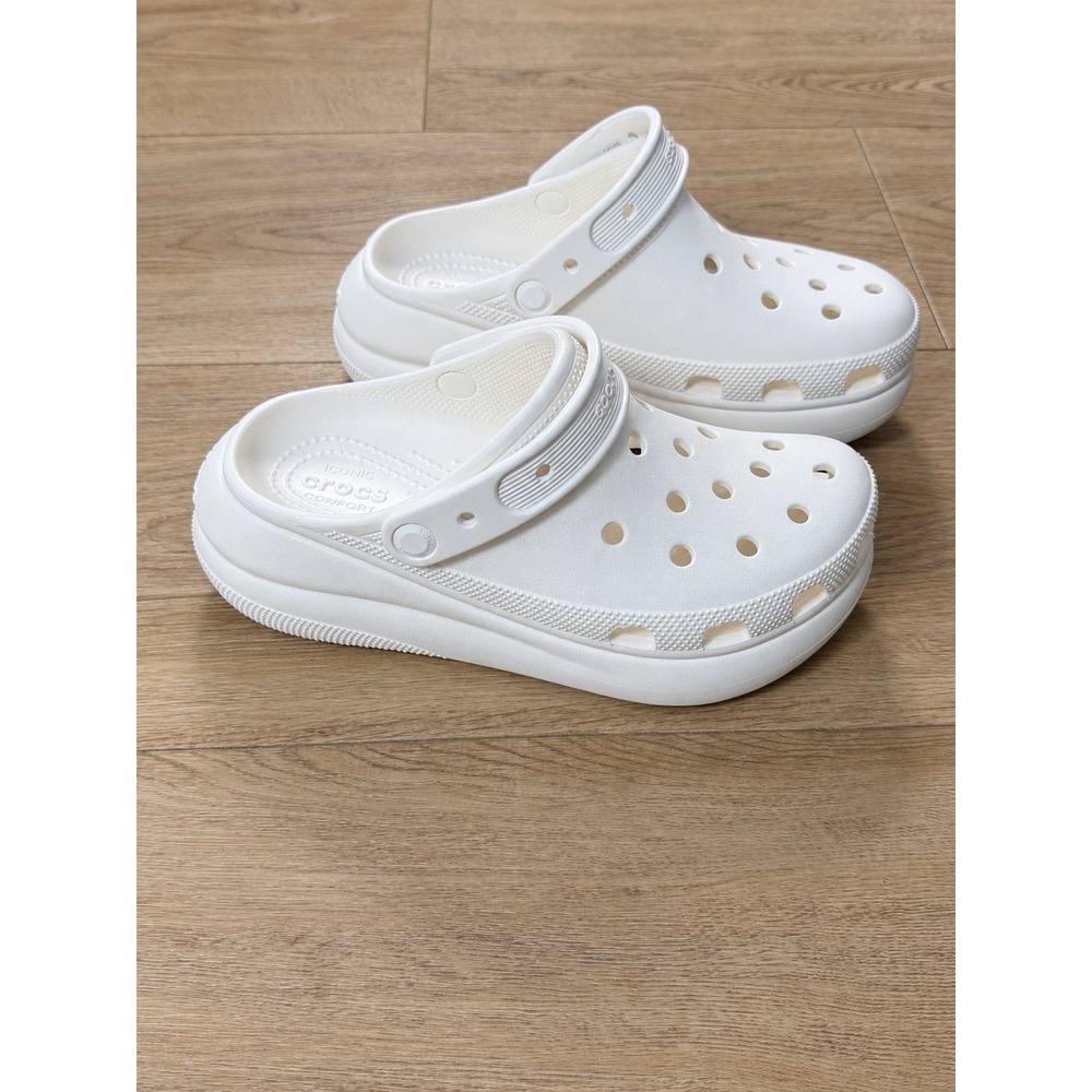 Crocs Classic Crush Clog White Platform Sandals Mens 6 Womens 8 207521-100